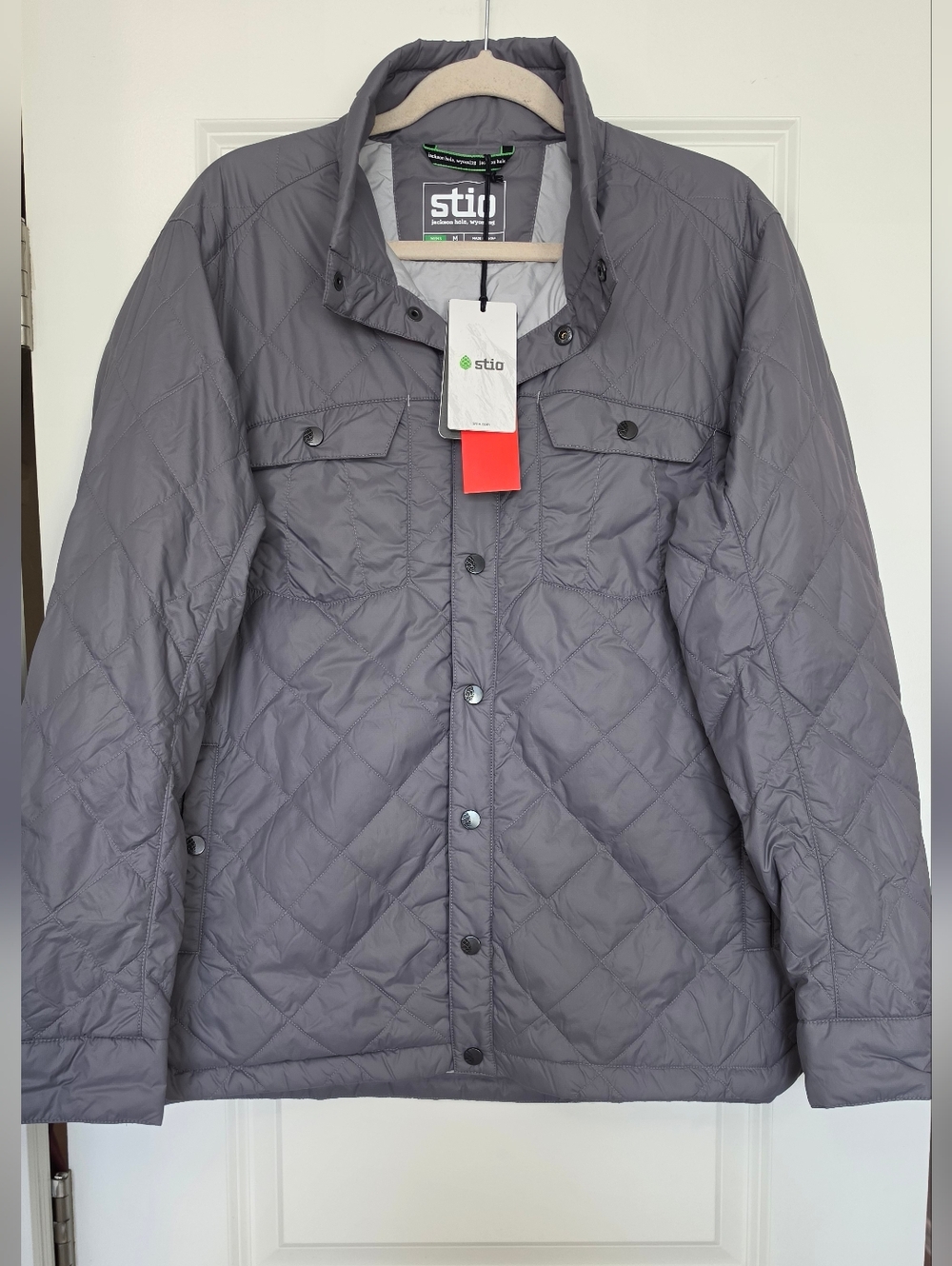 Stio Skycrest Snap Shirt Jacket Mens Medium Steel Pony Quilted Thermore NWT